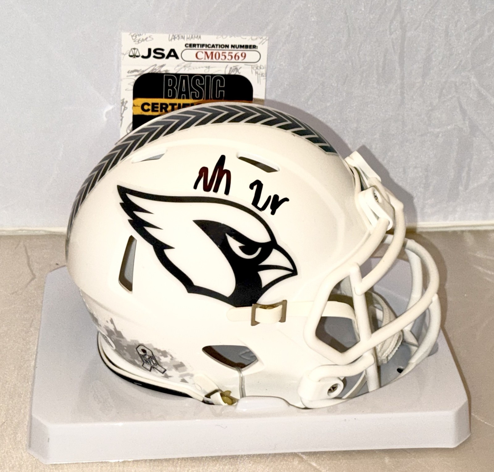 Mike LaFleur signed Arizona Cardinals Salute To Service mini helmet #1 JSA