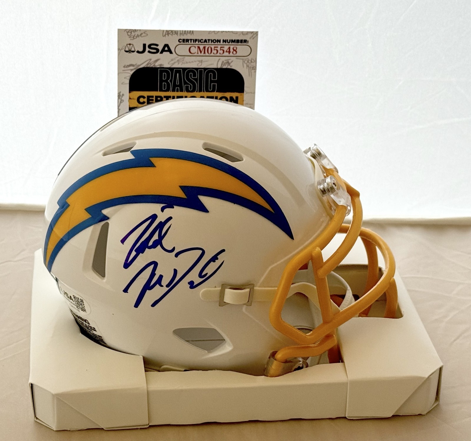 Mike McDaniel signed Los Angeles Chargers mini helmet autographed JSA