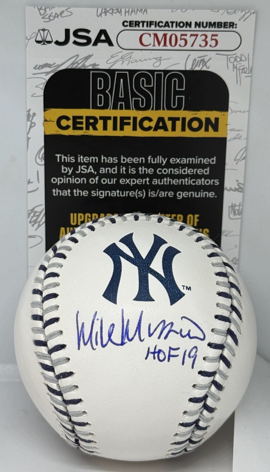 Mike Mussina signed New York Yankees Logo Baseball Ball W/ HOF Inscription JSA