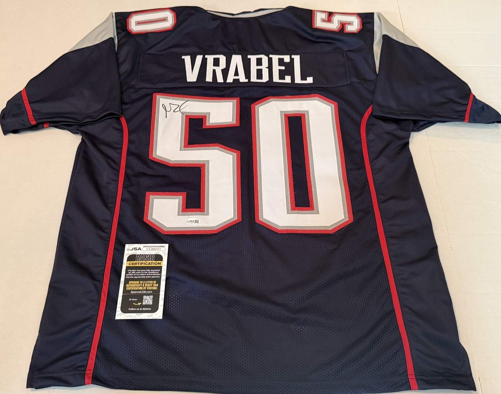 Mike Vrabel New England Patriots signed Custom jersey autographed JSA