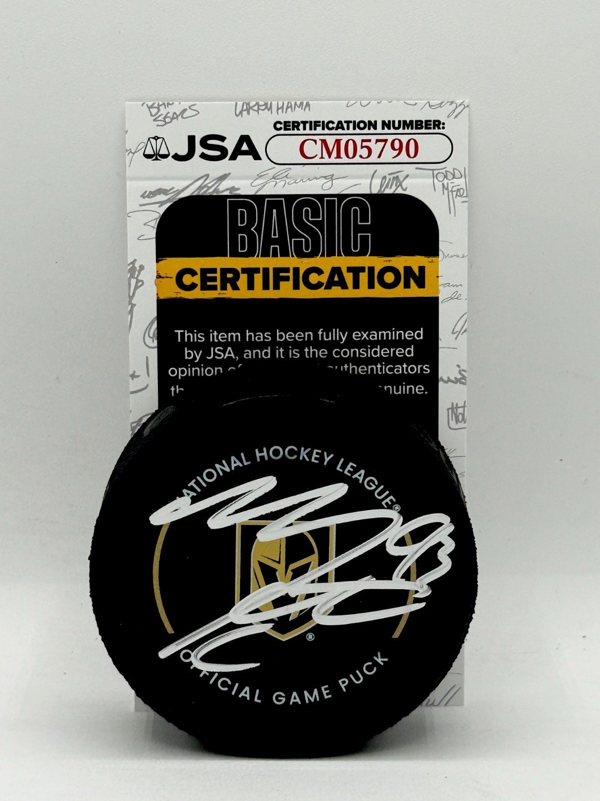 Mitch Marner signed Vegas Golden Knights Game Puck autographed JSA COA