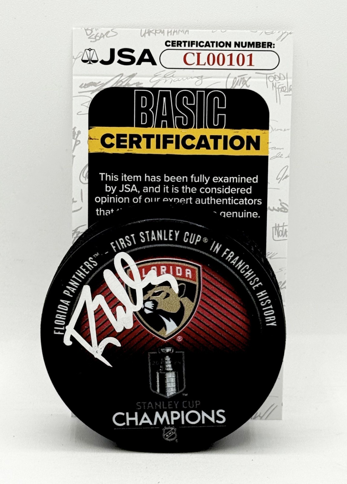 Randy Moller signed Florida Panthers 2024 Stanley Cup Champs Puck JSA
