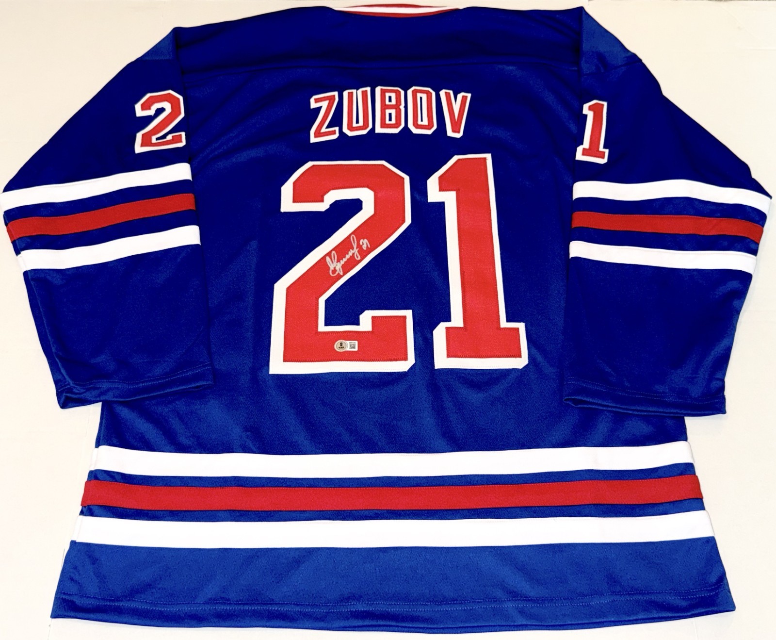 Sergei Zubov New York Rangers signed Custom jersey autographed Beckett Witnessed