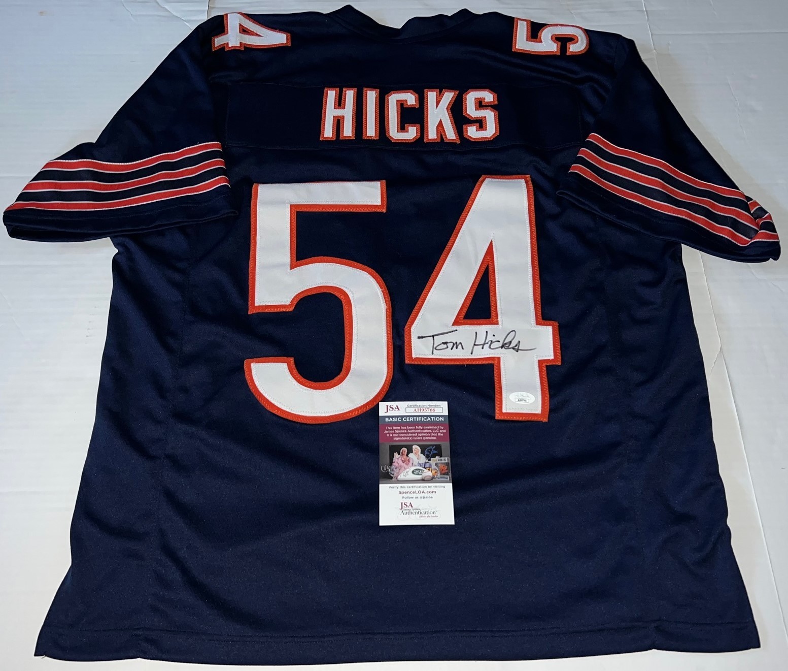 Tom Hicks Chicago Bears signed Custom jersey autographed JSA