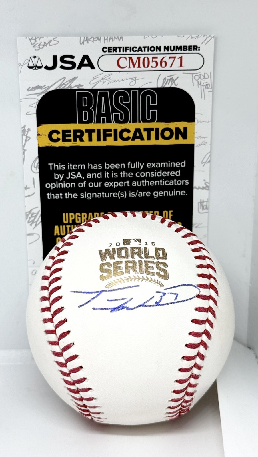 Travis Wood Chicago Cubs signed 2016 World Series Baseball Ball JSA COA