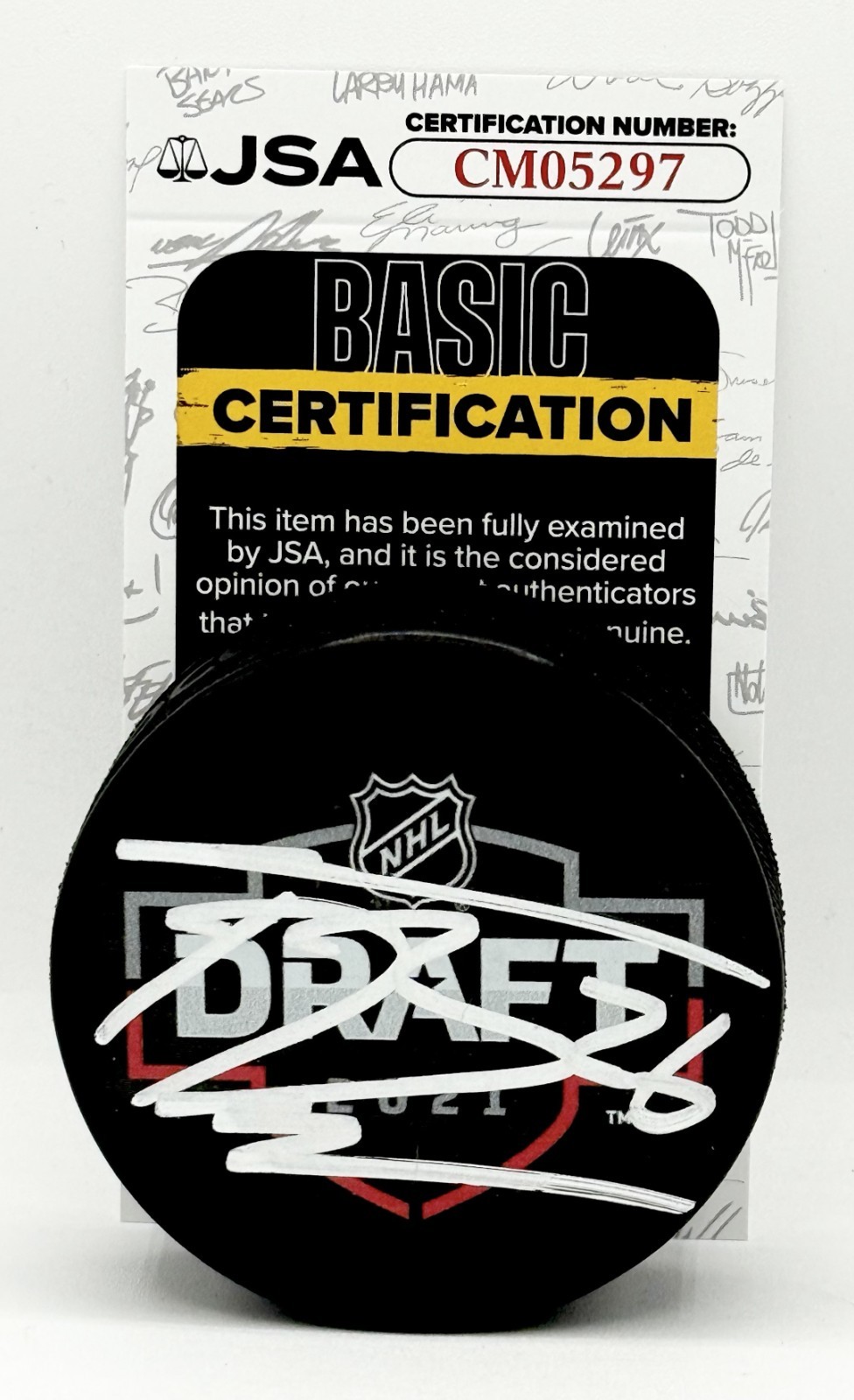 Tristan Broz Pittsburgh Penguins signed 2021 NHL Draft Puck autographed JSA
