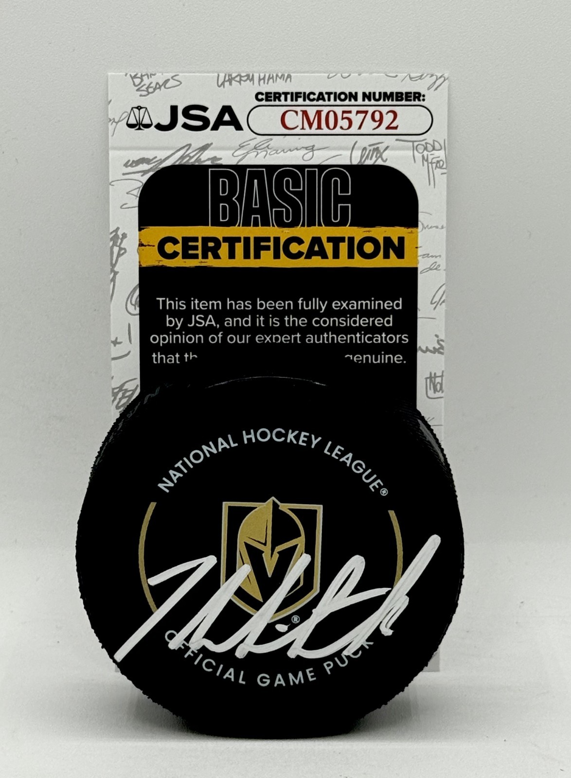 Zach Whitecloud signed Vegas Golden Knights Game Puck autographed JSA COA