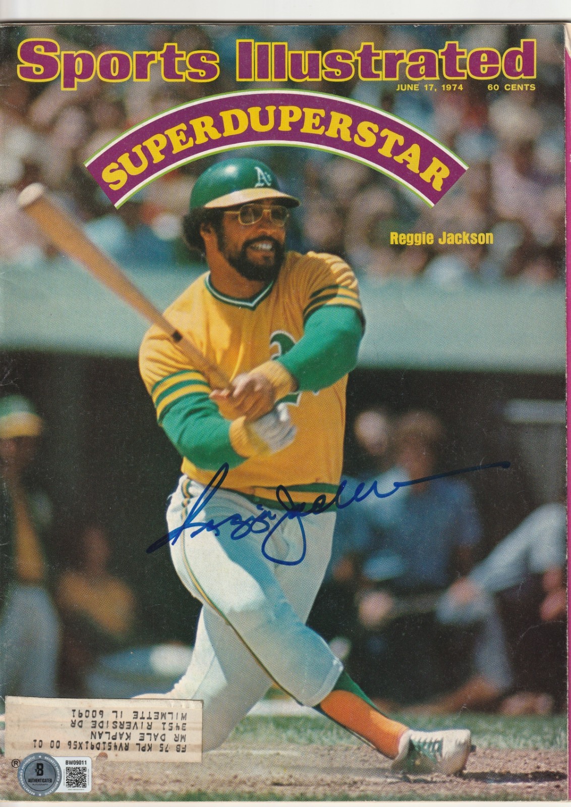 REGGIE JACKSON Signed 6/17/74 SPORTS ILLUSTRATED Magazine Beckett BAS