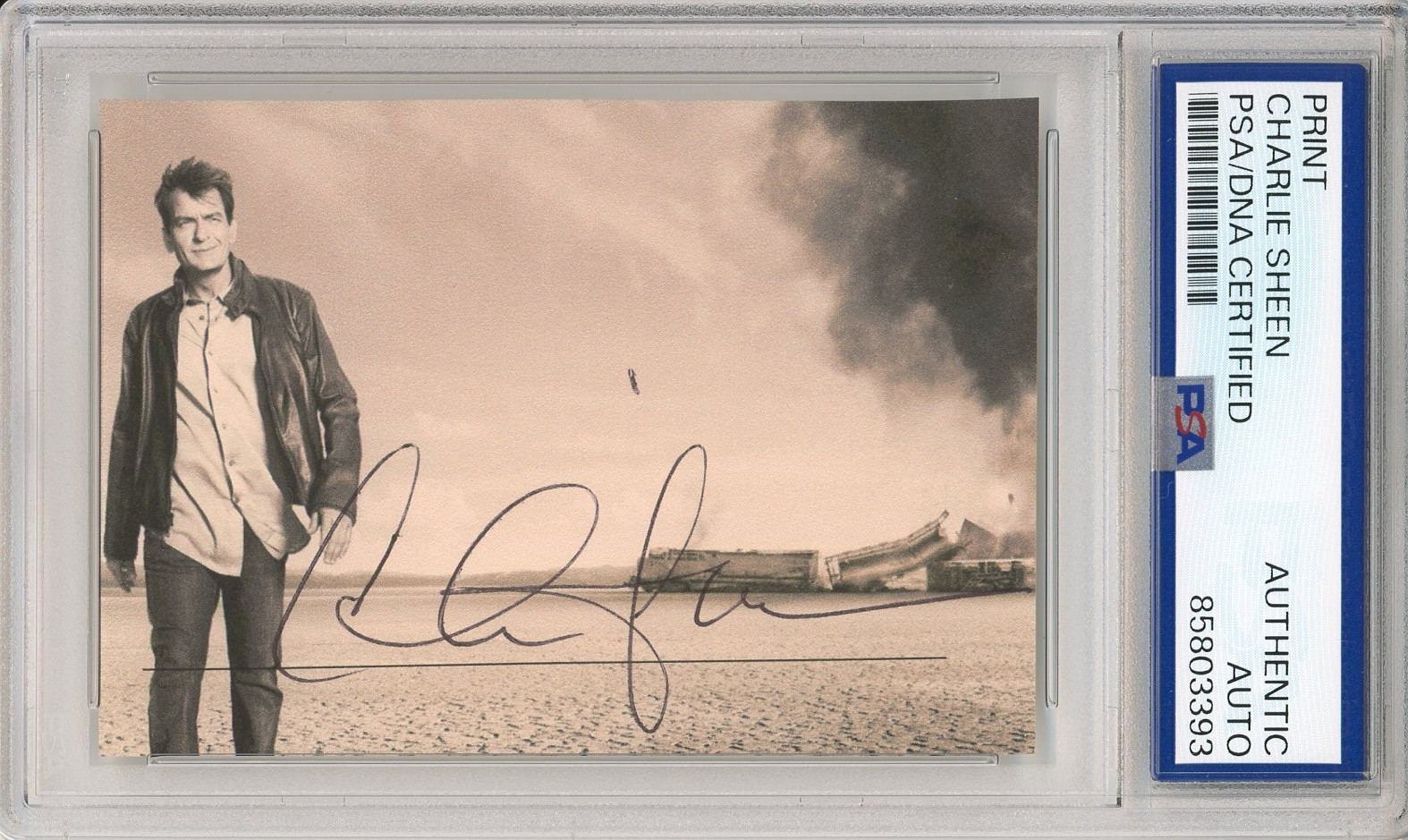 Charlie Sheen SIGNED Trainwreck Iconic Photograph PSA DNA COA AUTOGRAPH Picture