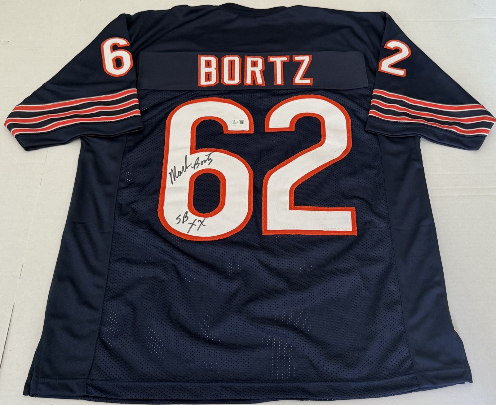 Mark Bortz Chicago Bears signed Custom jersey W/ SB XX Inscrip Beckett Witnessed
