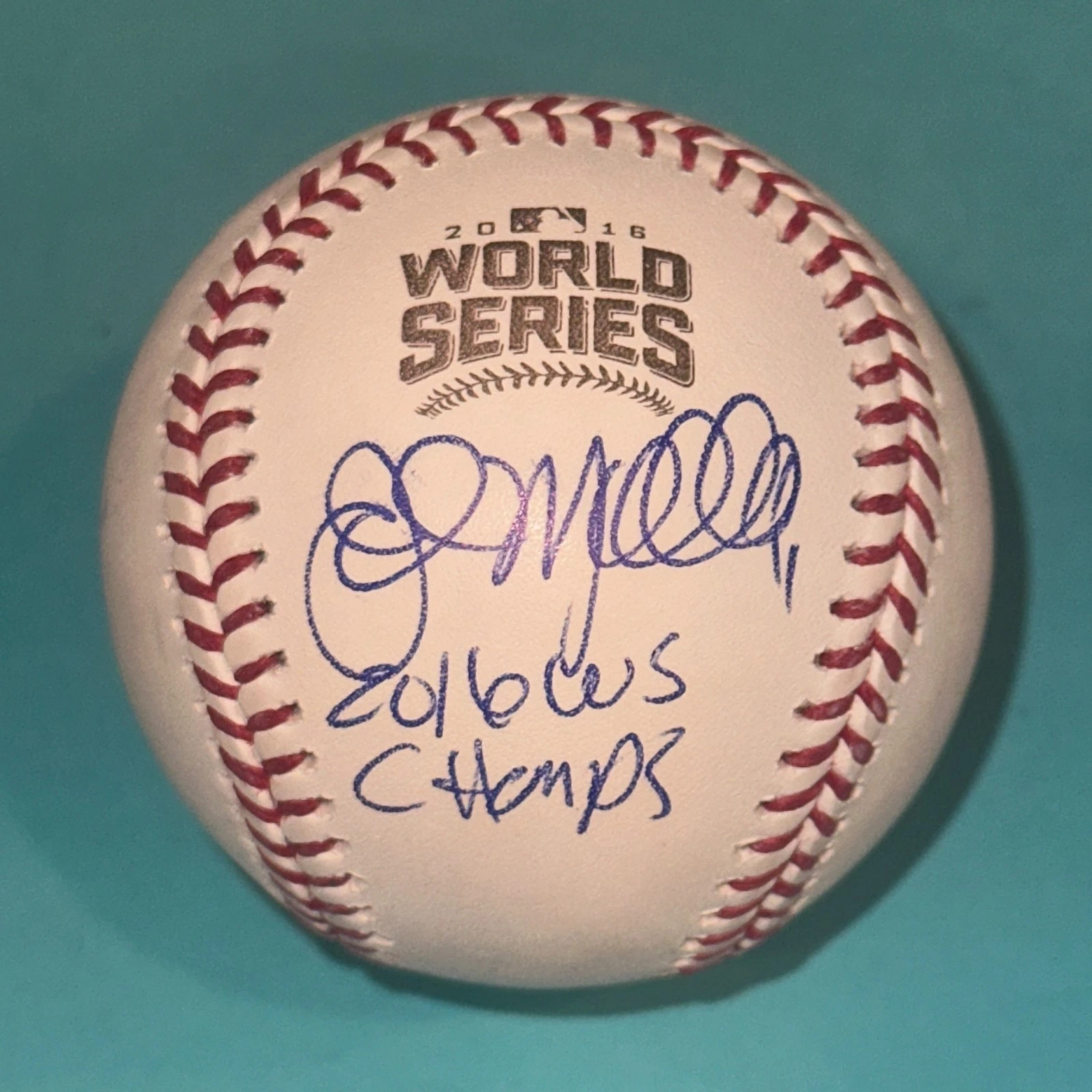 JOHN MALLEE (Cubs) Signed Official 2016 WORLD SERIES Baseball Beckett w/ INSC