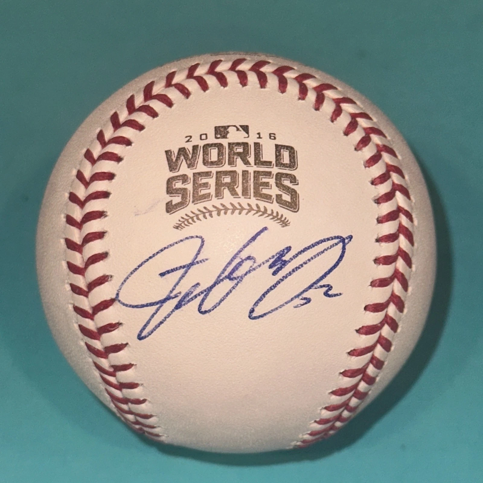 JUSTIN GRIMM (Cubs) Signed Official 2016 WORLD SERIES Baseball Beckett (BAS)