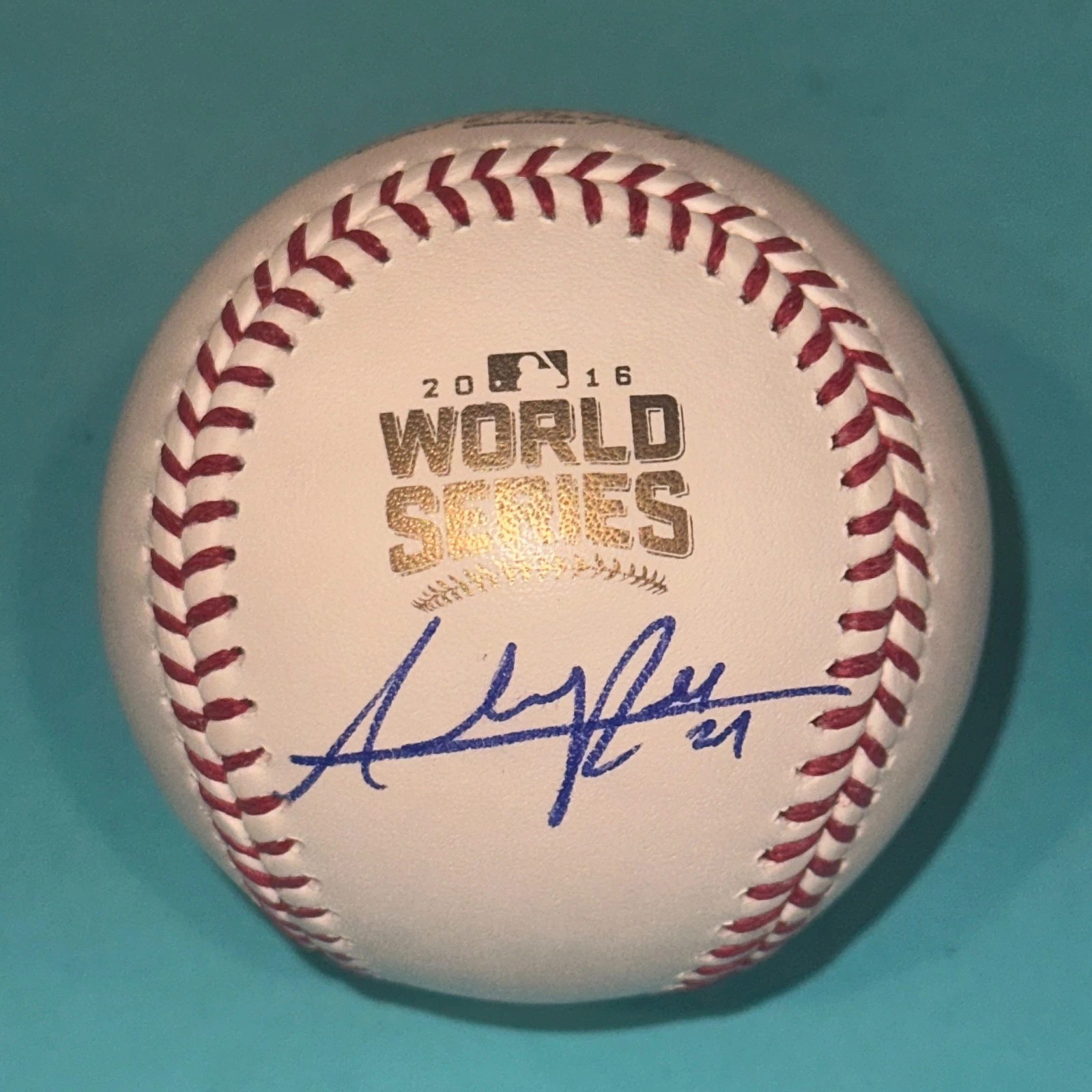 ADDISON RUSSELL (Cubs) Signed Official 2016 WORLD SERIES Baseball Beckett (BAS)