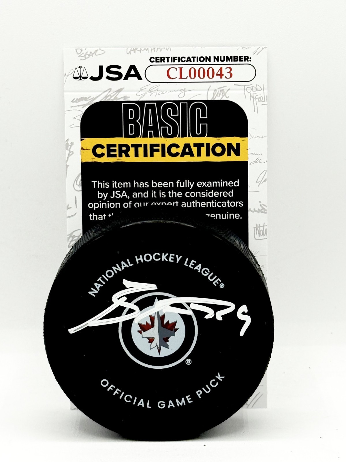 Brayden Yager signed Winnipeg Jets Official Game Puck autographed JSA