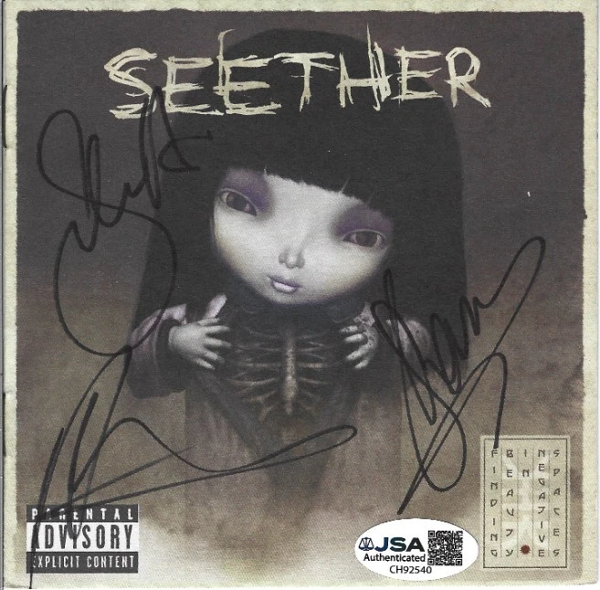 Seether SIGNED Finding Beauty in Negative Spaces CD Cover #2 JSA COA Autographed