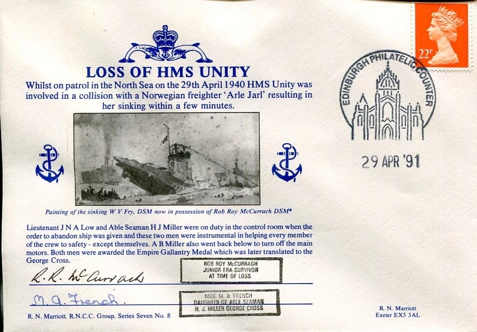 Roy McCurrahn WWII War HMS Unity Sinking Survivor Signed Autograph