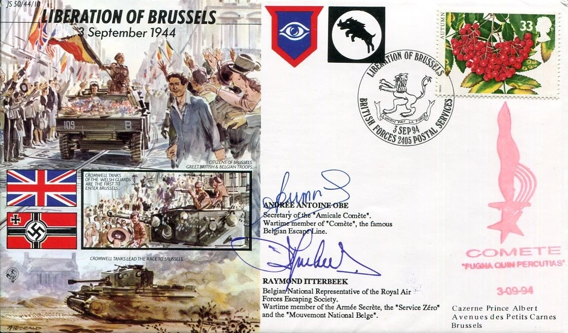 Andree Antoine Raymond Itterbeek WWII War Liberation Brussels Signed Autograph