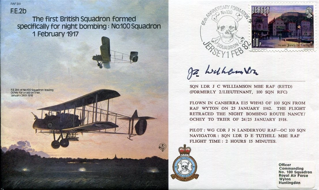 J. C. Williamson RAF WWI War 1st Night Bomber Squadron Pilot Signed Autograph