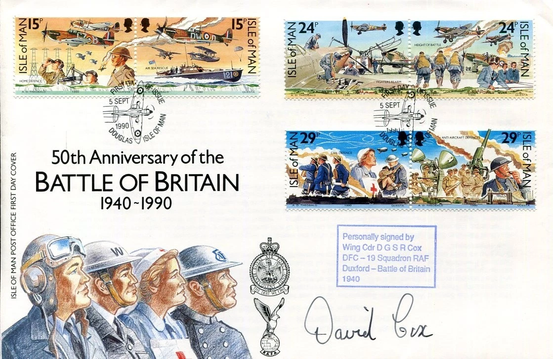 Wing Commander David Cox DFC RAF WWII War Battle Of Britain Signed Autograph