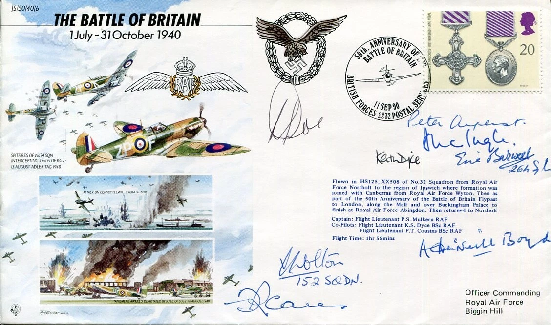 Frank Carey Peter Ayerst Eric Barwell +5 Battle Of Britain Ace Signed Autograph