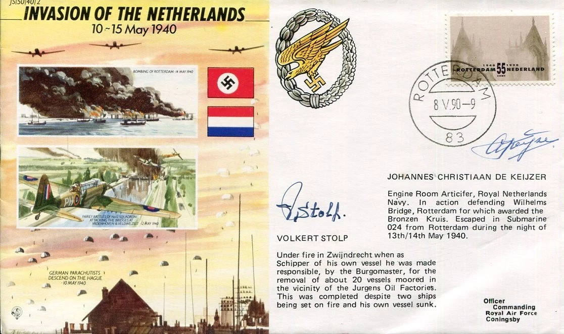 Johannes Christiaan De Keijzer Volkert Stolp WWII Netherland Signed Autograph