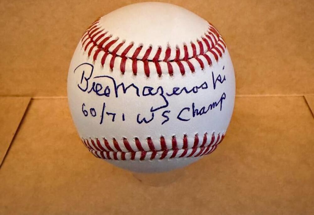 BILL MAZEROSKI 60/71 WS CHAMPS SIGNED AUTO M.L. BASEBALL BECKETT AUTH