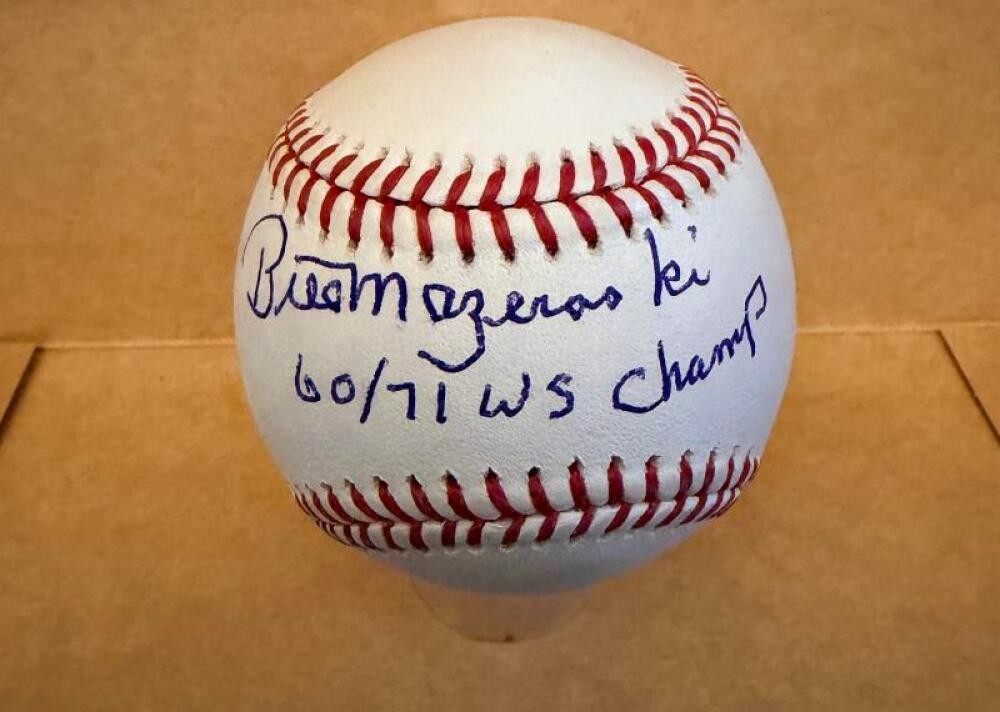 BILL MAZEROSKI 60/71 WS CHAMPS SIGNED AUTO M.L. BASEBALL BECKETT AUTH