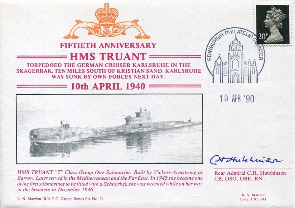 Admiral Christopher Haynes Hutchinson DSO WWII War HMS Truant Signed Autograph