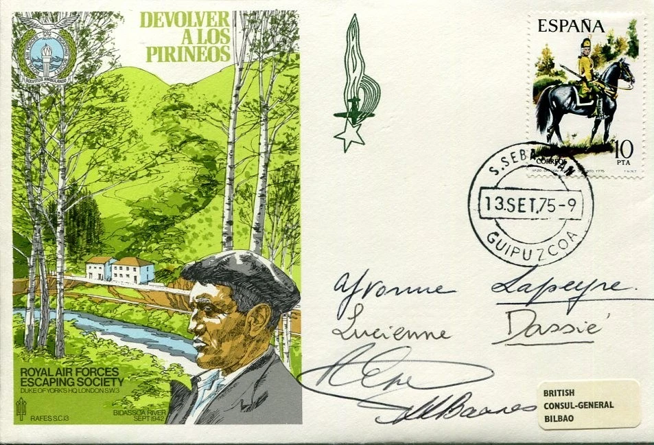 Comet Evasion Line Resistance Fighters Shot Down Pilot WWII War Signed Autograph
