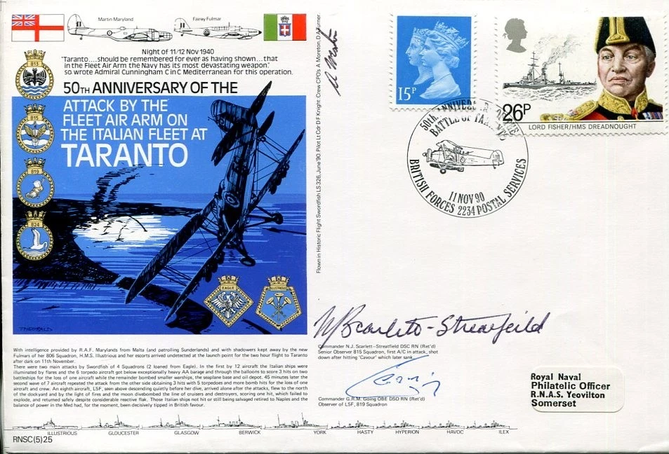 N.J Scarlett-Streatfield G.R.M Going WWII War Attack on Taranto Signed Autograph