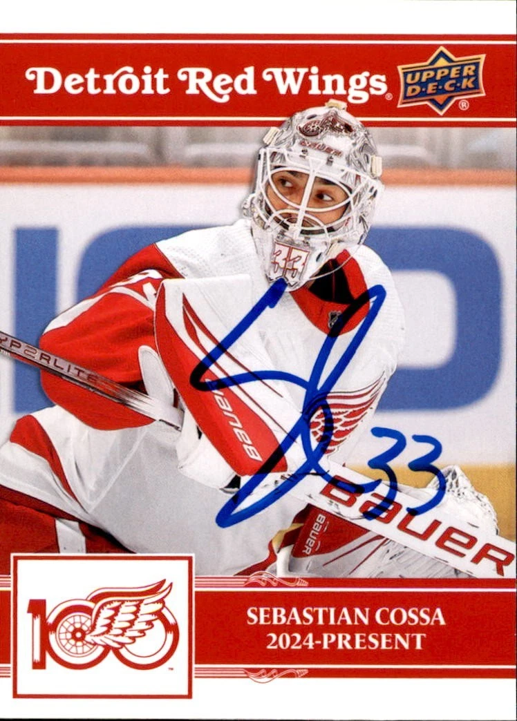 Sebastian Cossa Signed 2025/26 Upper Deck Detroit Red Wings Centennial Card #18
