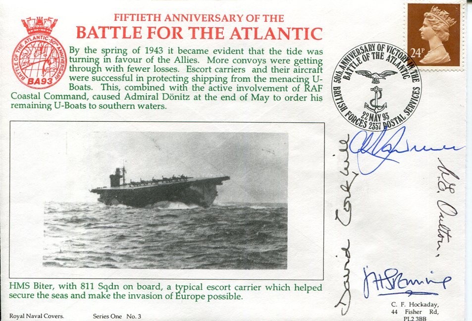 Air Vice Marshal Wilfrid Oulton Nuclear HMS Biter WWII War Crew Signed Autograph