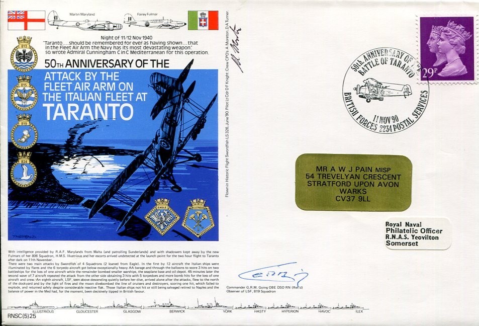 Commander G.R.M Going DSO 819 Squad WWII War Attack on Taranto Signed Autograph