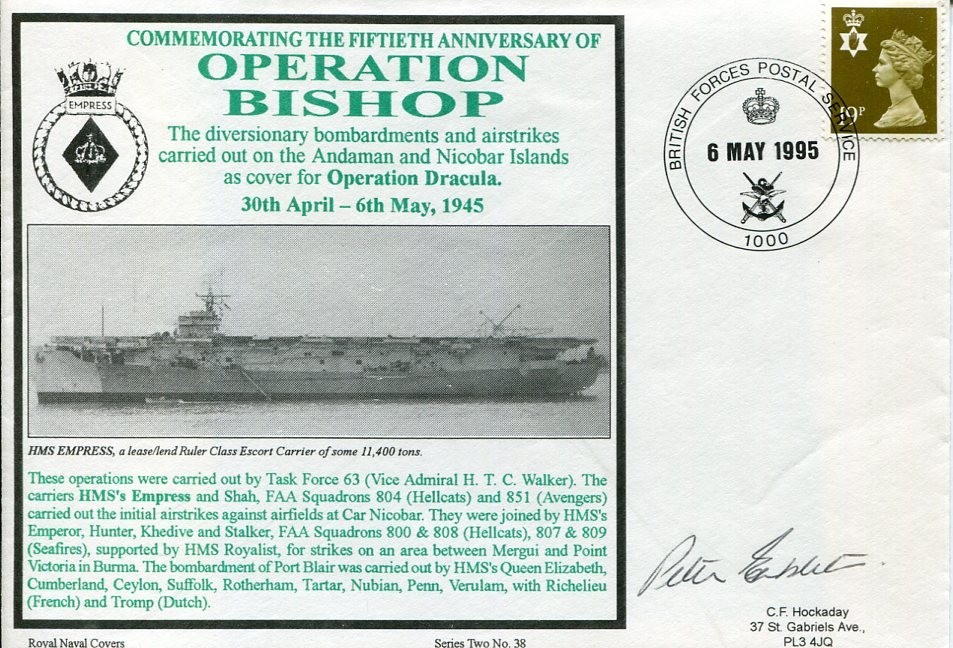 Peter Embleton Naval Air WWII War HMS Khedive Operation Bishop Signed Autograph