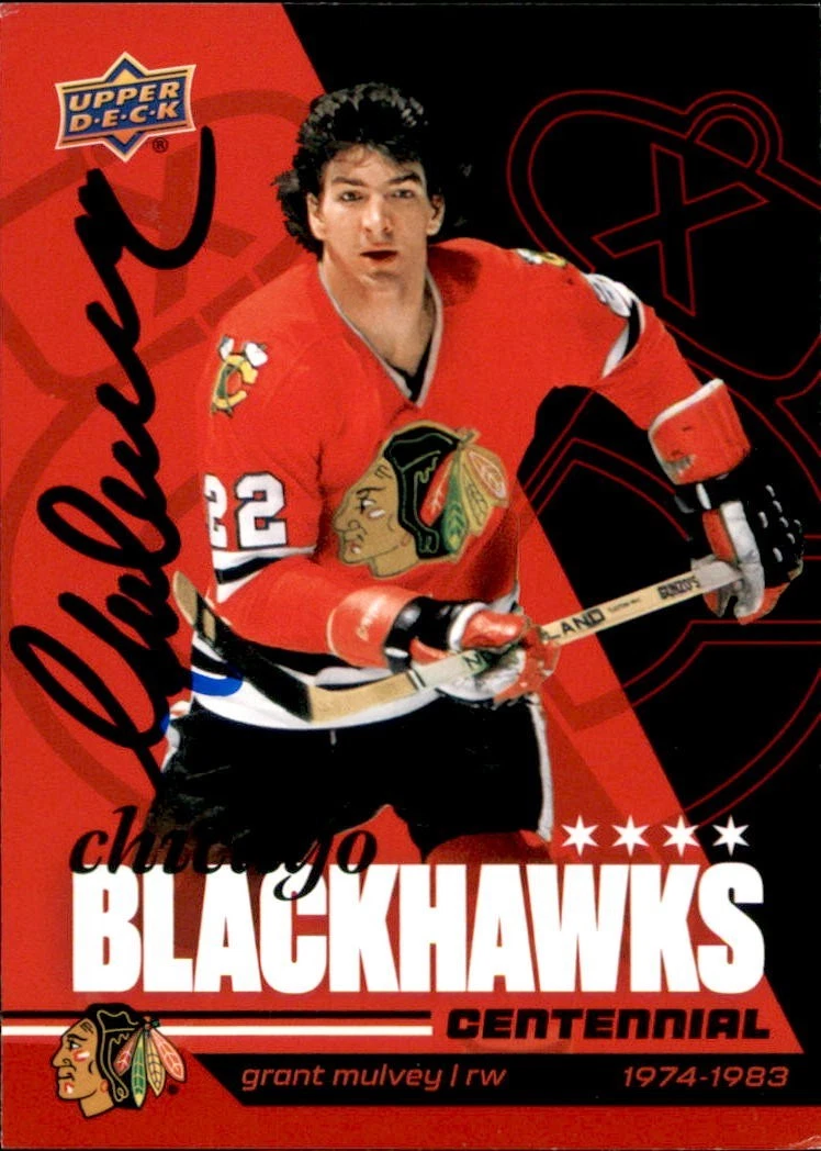 Grant Mulvey Signed 2025/26 Upper Deck Chicago Blackhawks Centennial Card #62