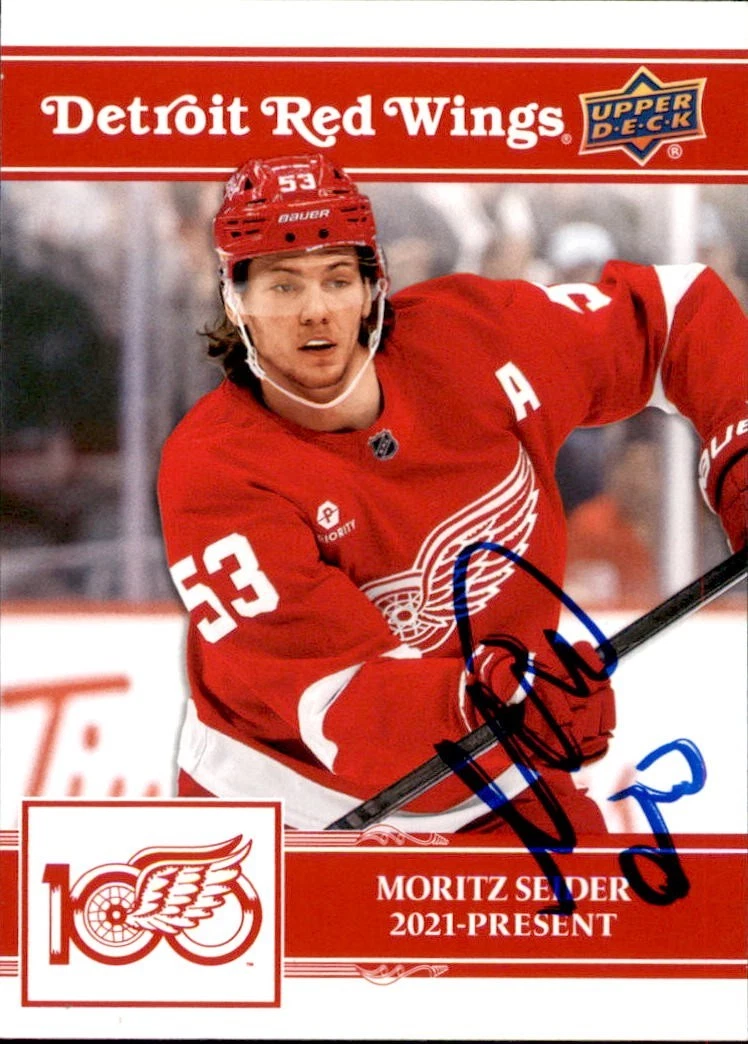 Moritz Seider Signed 2025/26 Upper Deck Detroit Red Wings Centennial Card #31