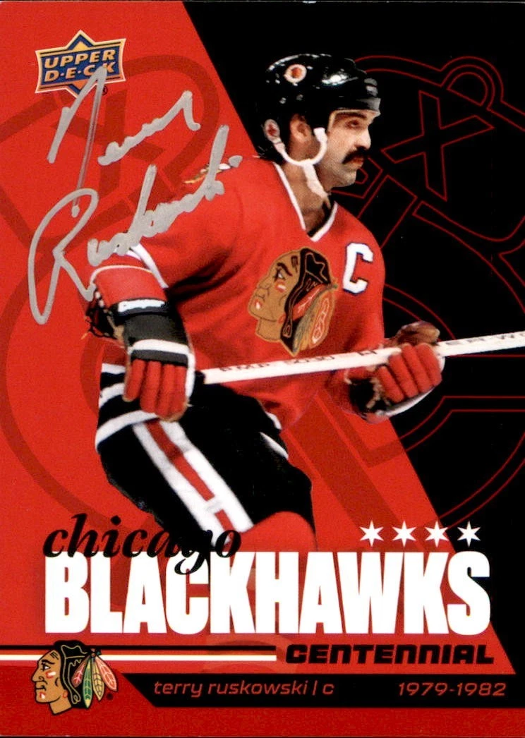 Terry Ruskowski Signed 2025/26 Upper Deck Chicago Blackhawks Centennial Card #57