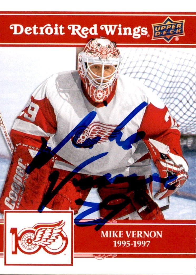 Mike Vernon Signed 2025/26 Upper Deck Detroit Red Wings Centennial Card #44
