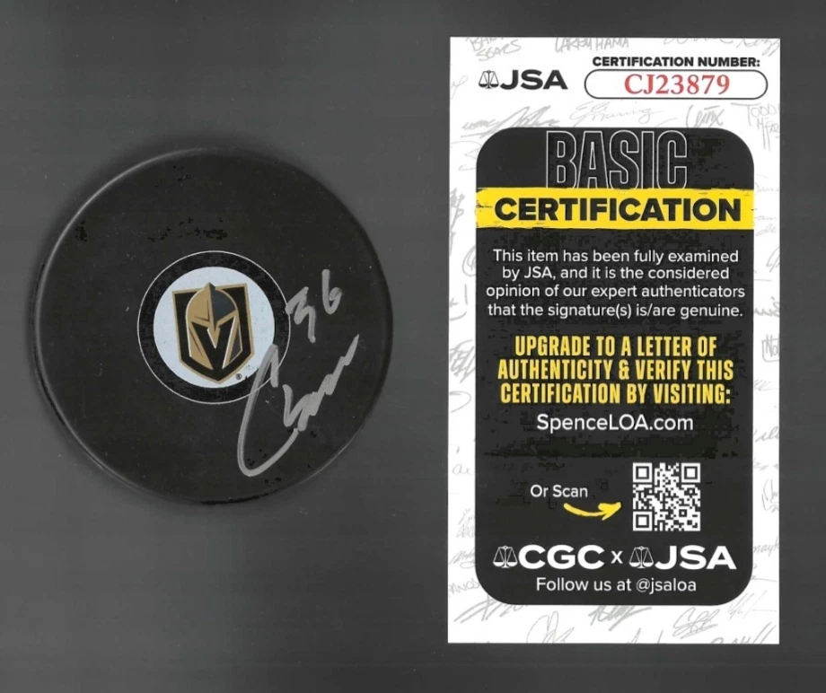 Cole Smith Signed Vegas Golden Knights Puck JSA COA