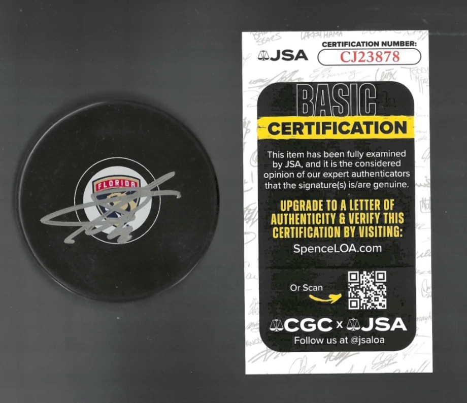Sergei Bobrovsky Signed Florida Panthers Puck JSA COA