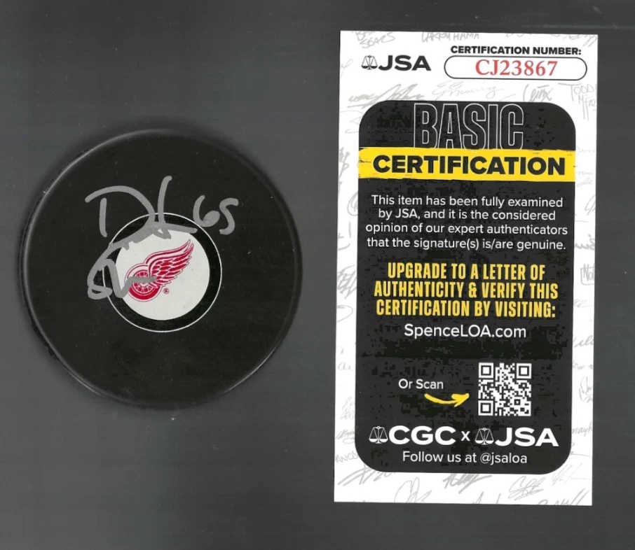 Dominik Shine Signed Detroit Red Wings Puck JSA COA