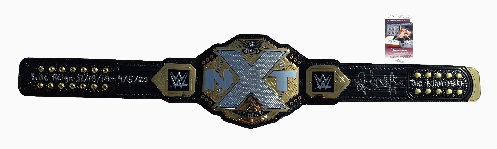 Rhea Ripley Signed Inscribed WWE NXT Women's Champion Replica Title Belt JSA COA