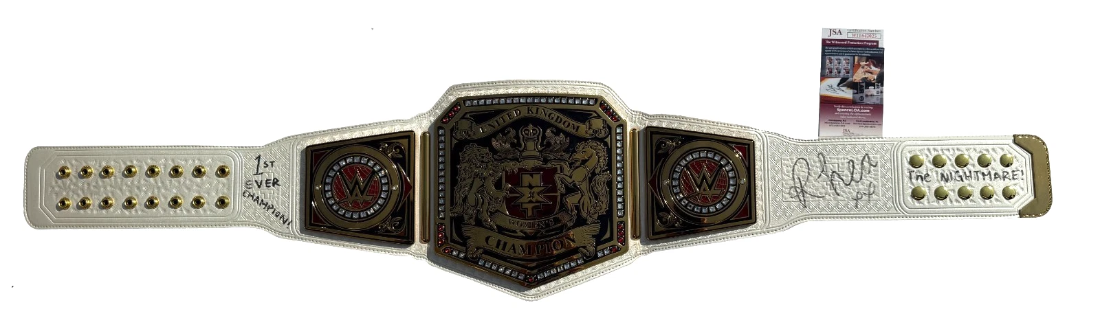 Rhea Ripley Signed Inscribed WWE NXT UK Women's Champion Replica Title Belt JSA
