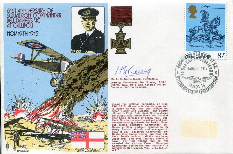 H. G. Kerry Handled Victoria Cross Bell Davies Aircraft RAF WWI Signed Autograph