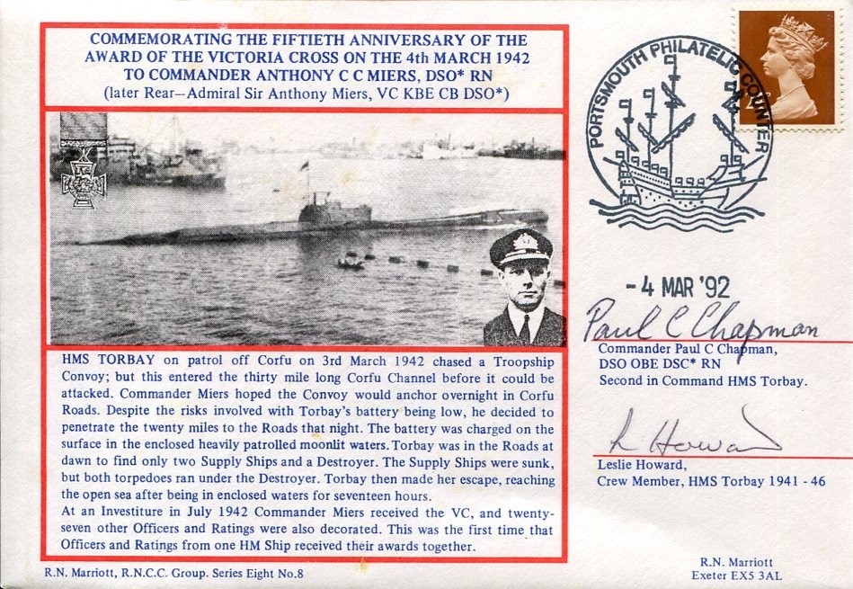 Paul C. Chapman Leslie Howard HMS Torbay Submarine WWII War Signed Autograph