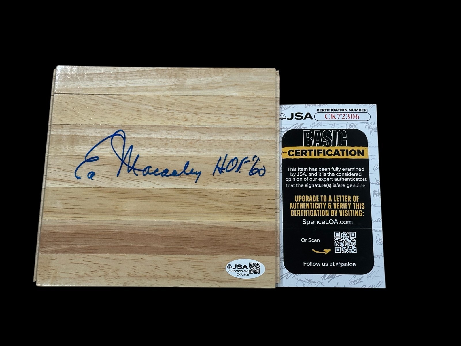 Ed Macauley Boston Celtics St. Louis Hawks HOF Signed Autograph Floorboard JSA