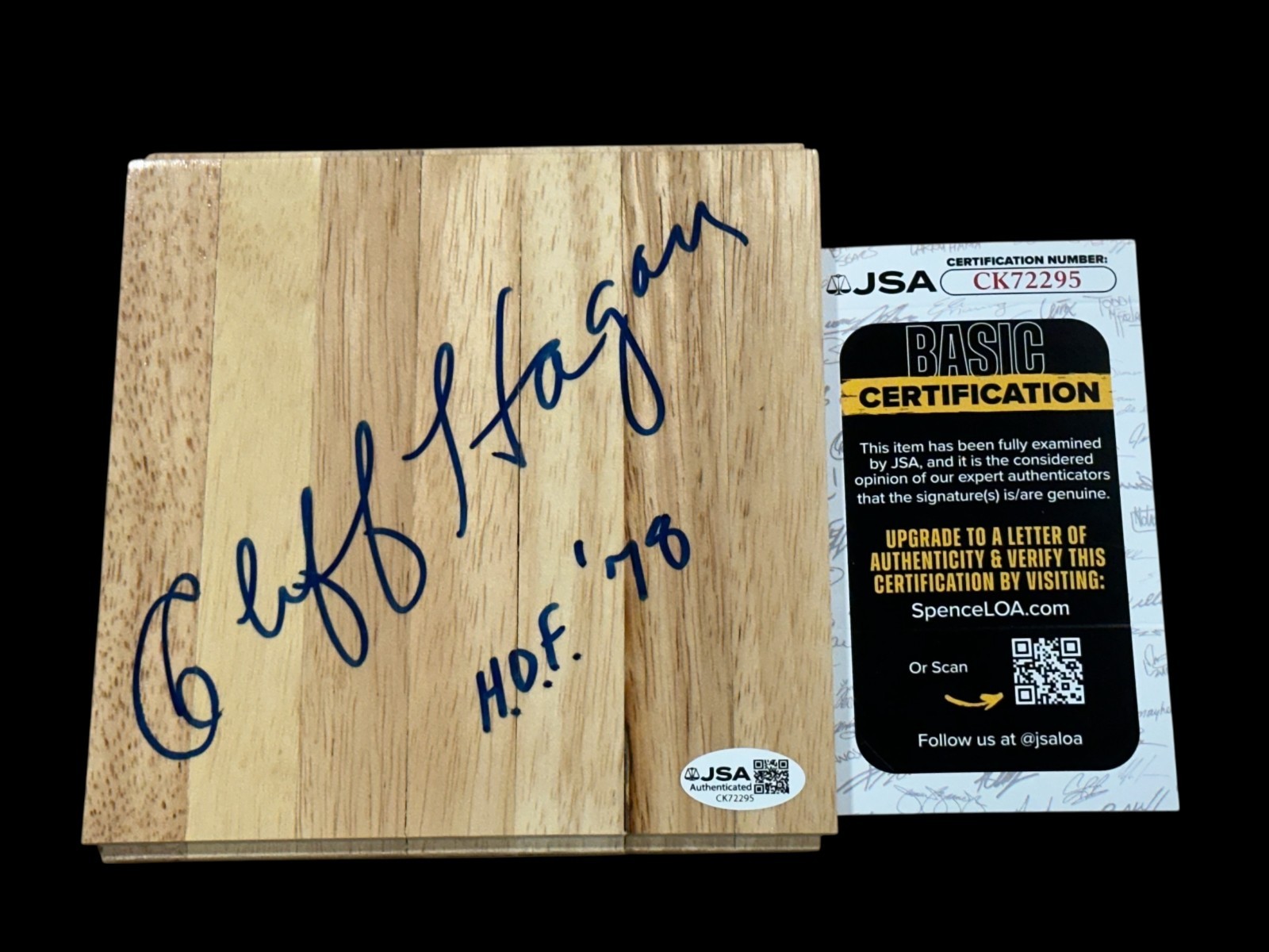 Cliff Hagan St. Louis Hawks Kentucky Wildcats Signed Autograph Floorboard JSA