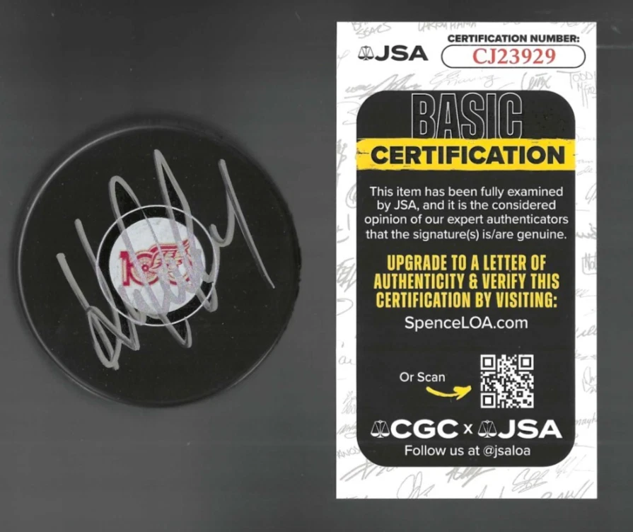 Kris Newbury Signed Detroit Red Wings Centennial 100th Puck JSA COA