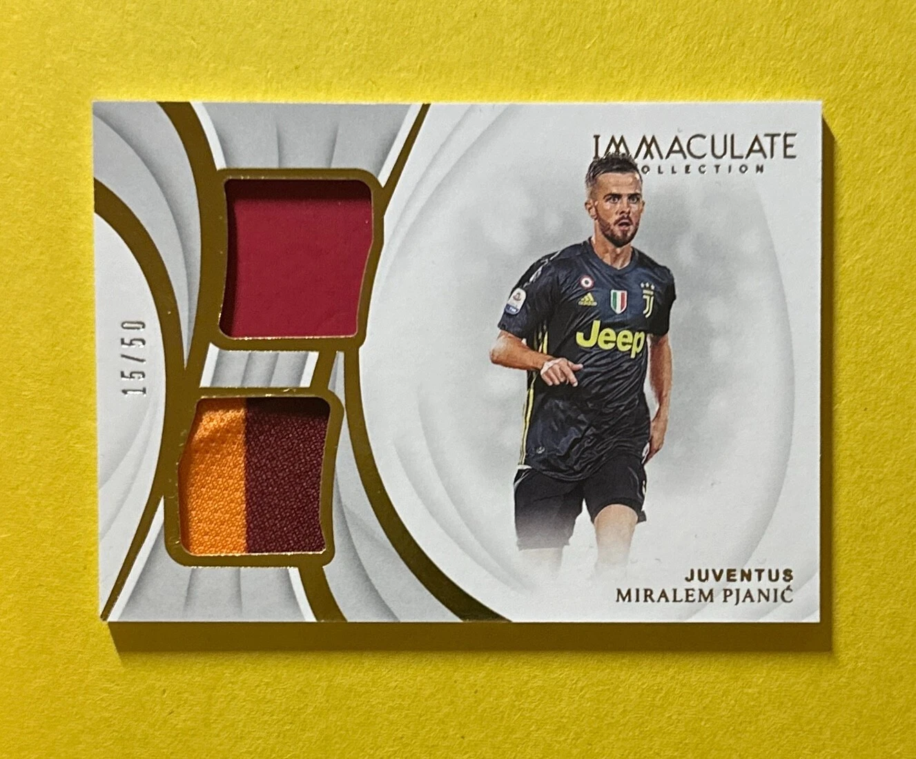 2018-19 PANINI IMMACULATE SOCCER MIRALEM PJANIC DUAL RELIC /50 #DP-MPJ JUUVENTUS