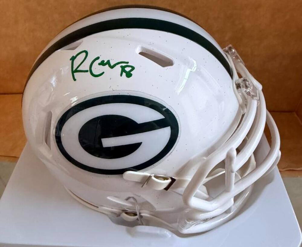 RANDALL COBB GREEN BAY PACKERS SIGNED WHITE ALT MINI HELMET JSA